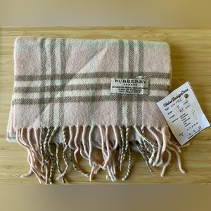 Vintage Pink Burberry Scarf Cashmere and Wool Authentic